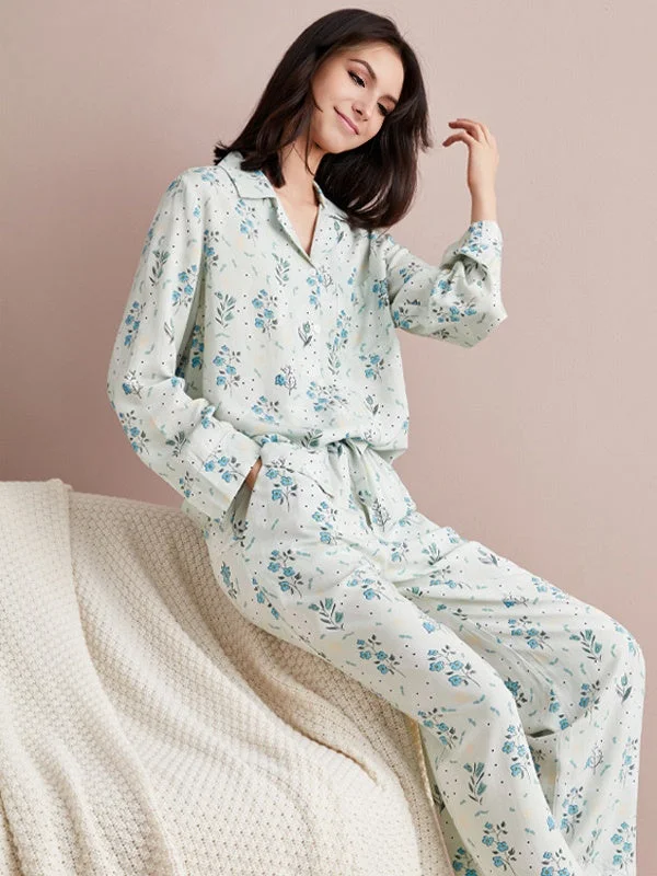 Modal Floral Long Sleeve Pajama Set Elegant pajama sets