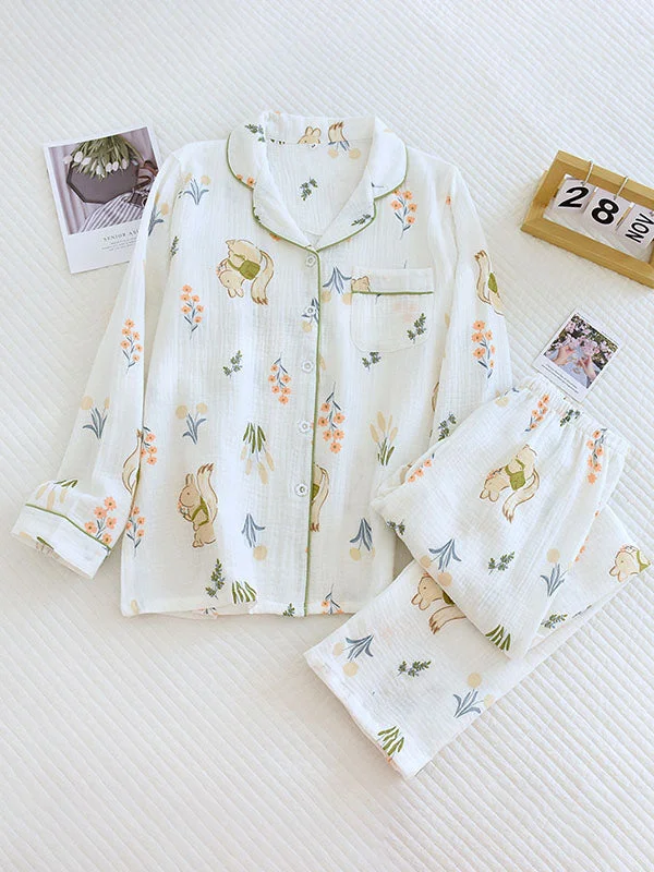 Cotton Cartoon Print Pajamas Set Shein pajama sets