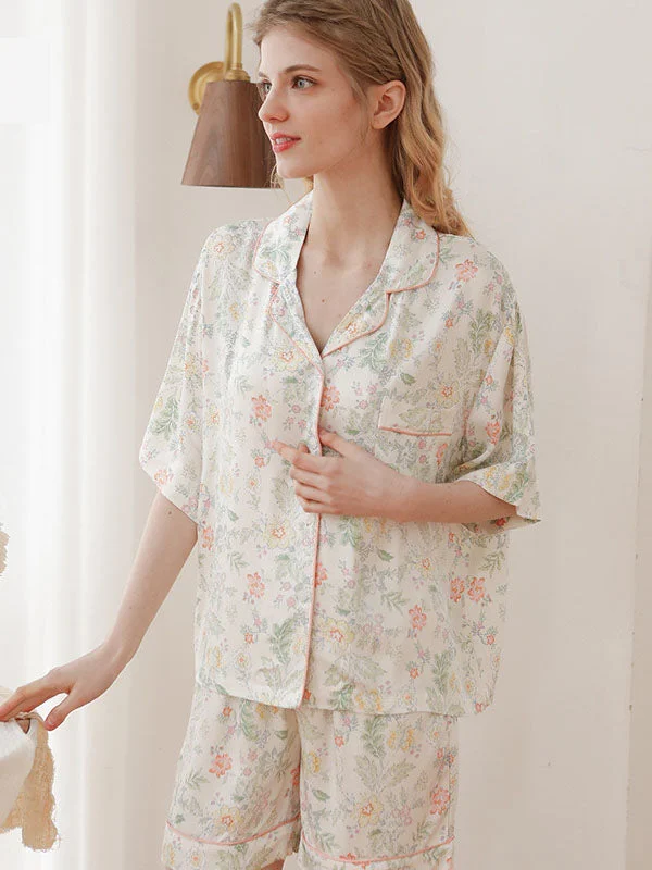 Floral Cotton Shirt Shorts Pajamas Set Camisole pajama sets