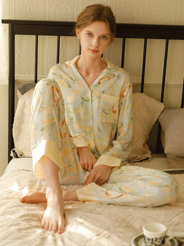 Saitn Magnolia Shirt Pajamas Set Bridal pajama sets