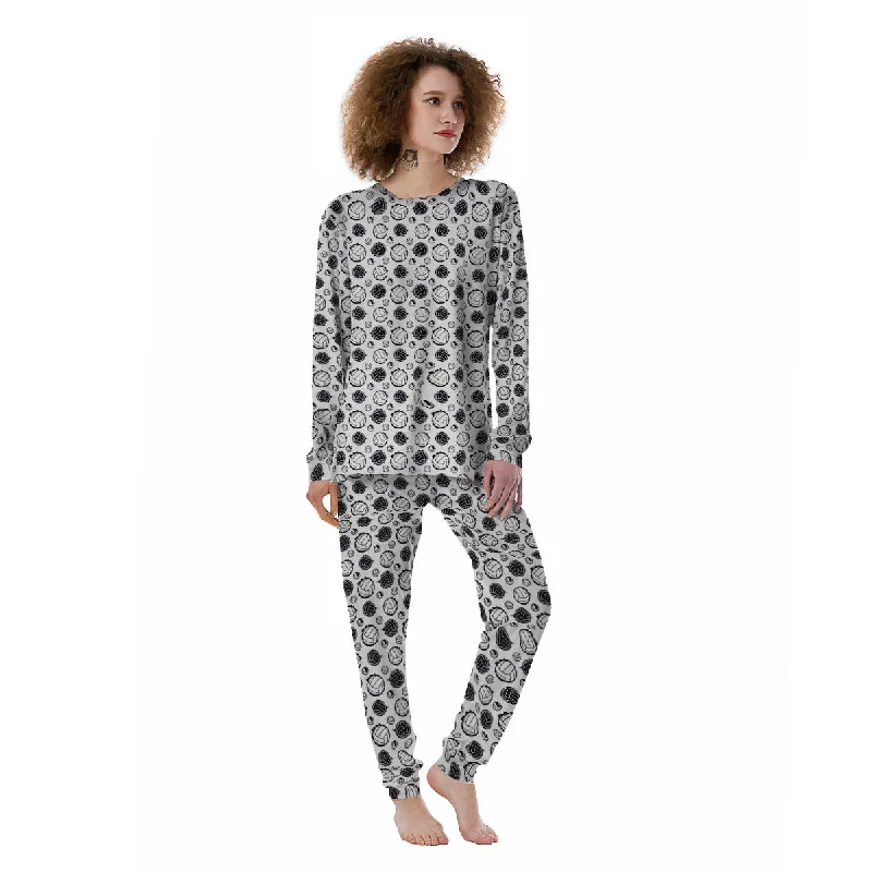 Volleyball White And Black Print Pattern Women's Pajamas Baby pajama sets