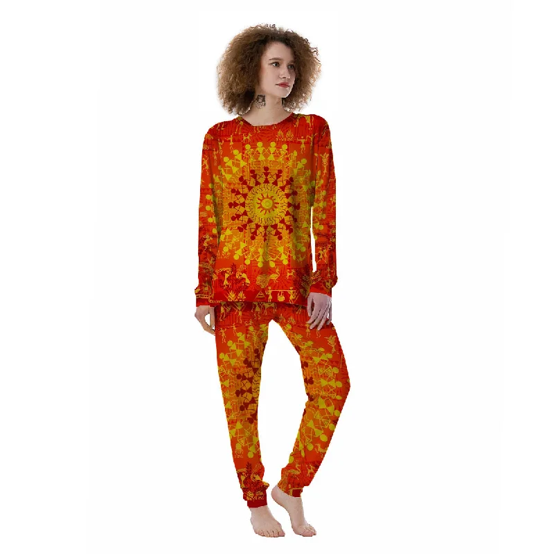 Warli Tribal Ancient Indian Print Women's Pajamas Pajama sets under $50