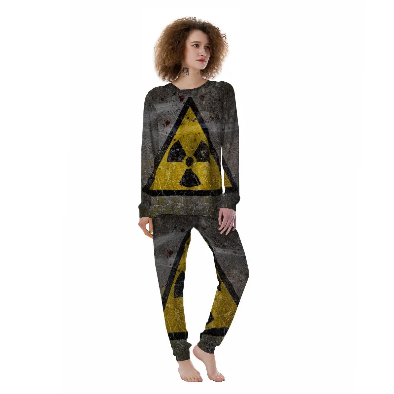 Warning Nuclear Symbol Print Women's Pajamas Shein pajama sets