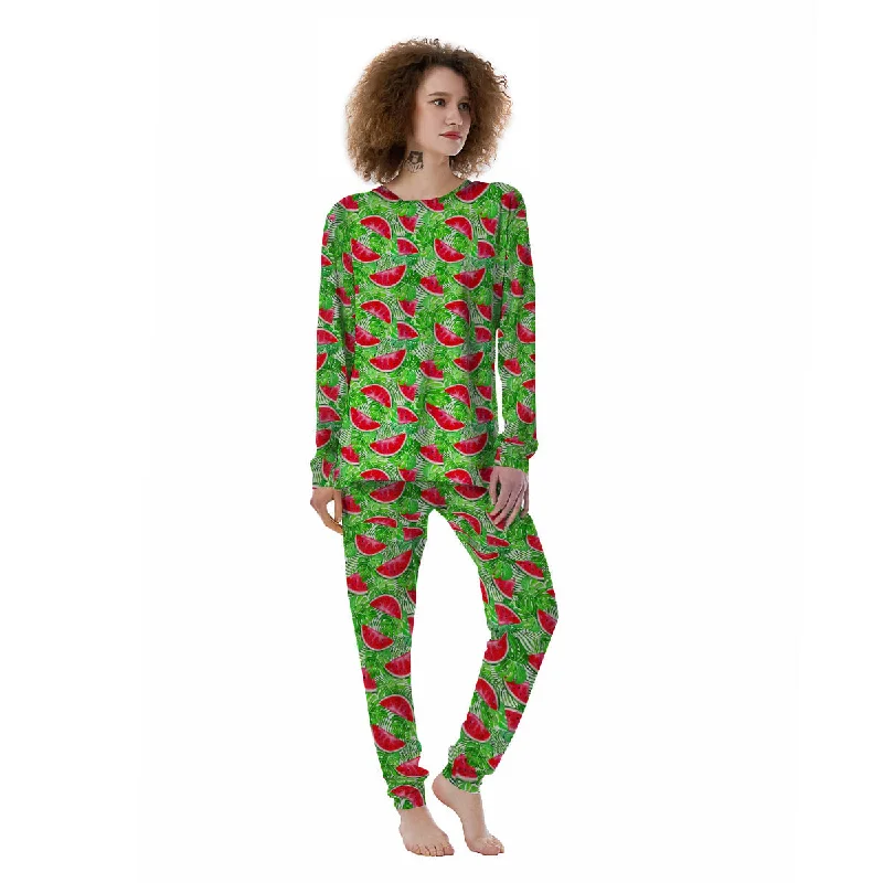 Watermelon Aloha Tropical Print Pattern Women's Pajamas Custom pajama sets with names