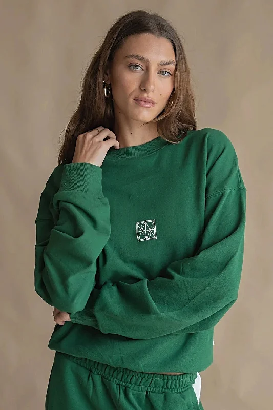 ARAMINTA JAMES Womens Monogram Classic Sweatshirt Dark Green Best sweaters for layering