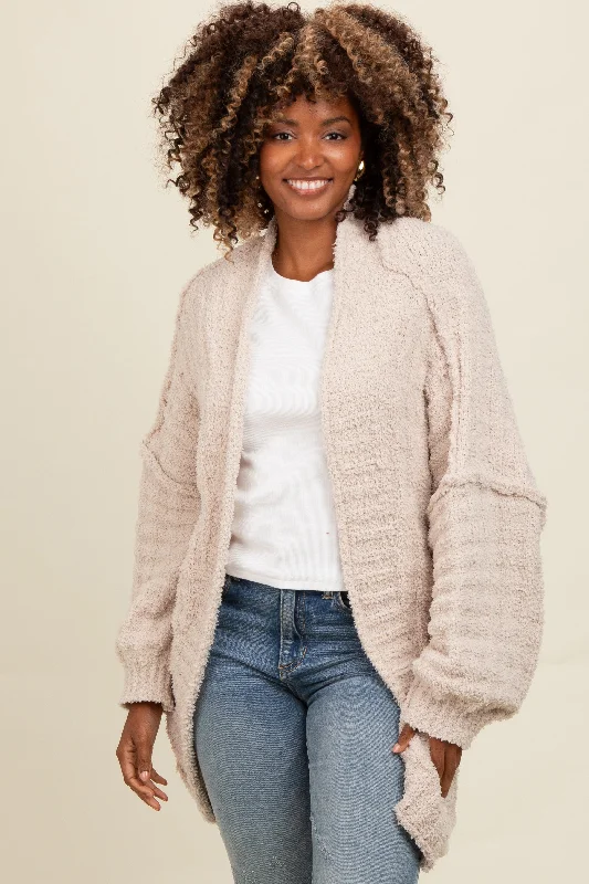 Beige Chunky Knit Dolman Cardigan Water-resistant sweaters