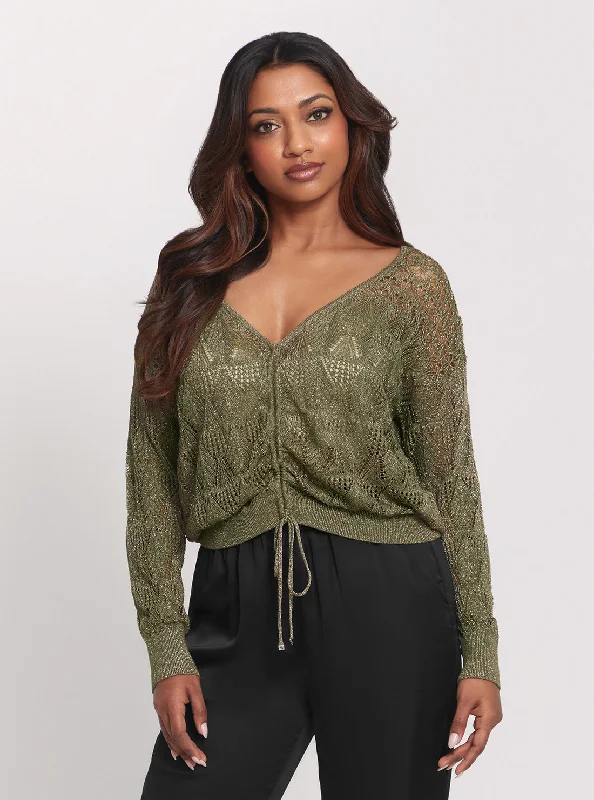 Eco Green Clarissa Long Sleeve Knit Top Thanksgiving sweaters