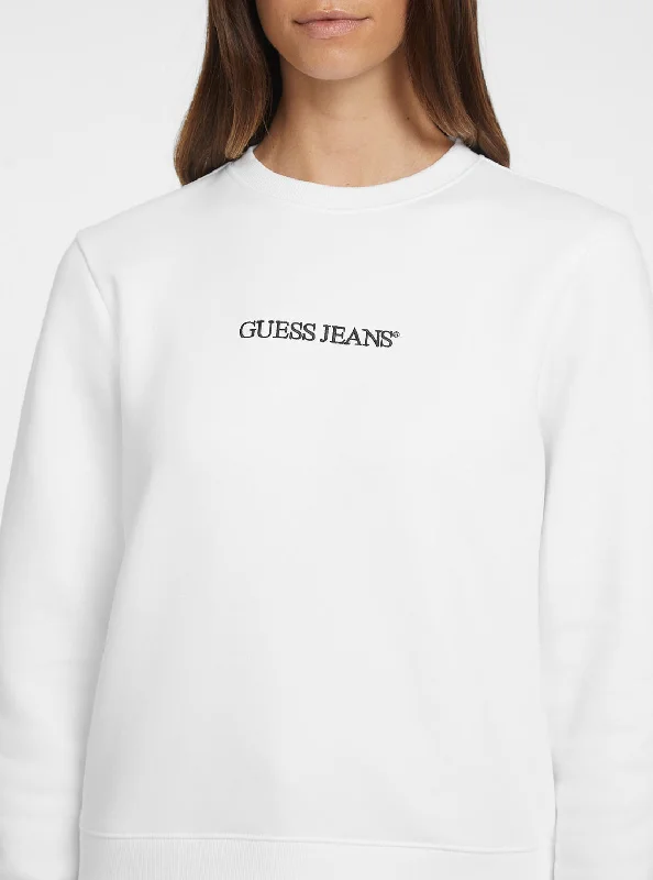 Guess Jeans White Logo Jumper Crewneck sweaters