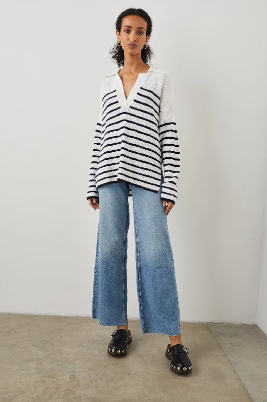 HARRIS SWEATER - WHITE NAVY STRIPE Date night sweaters