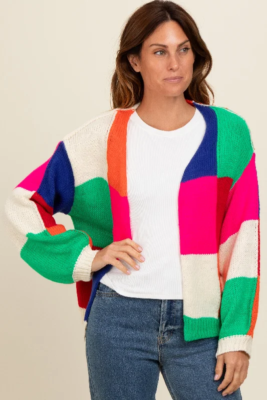 Multicolor Checkered Cardigan Sweater Best sweaters for work