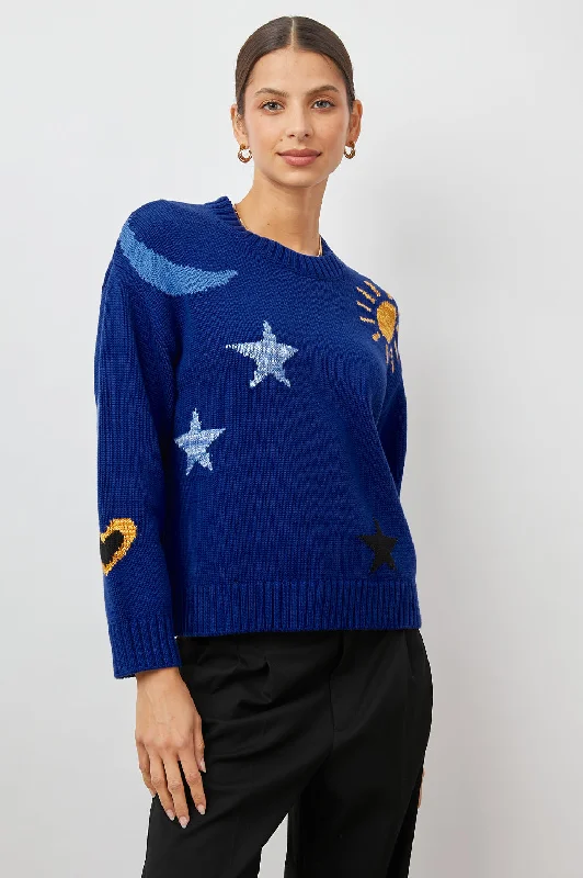 ZOEY SWEATER - COBALT GOLD GALAXY Designer sweaters