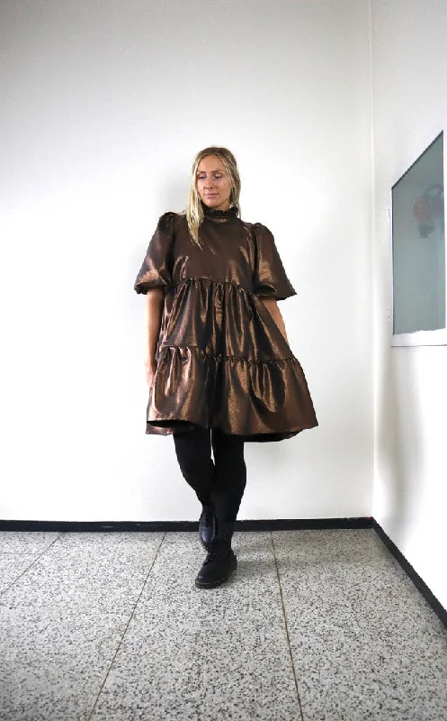 Dishy Dress Shiny Brown Women's trendy mini dresses sale