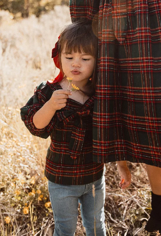 Mini Margo Top in Green Plaid Smocked mini dresses