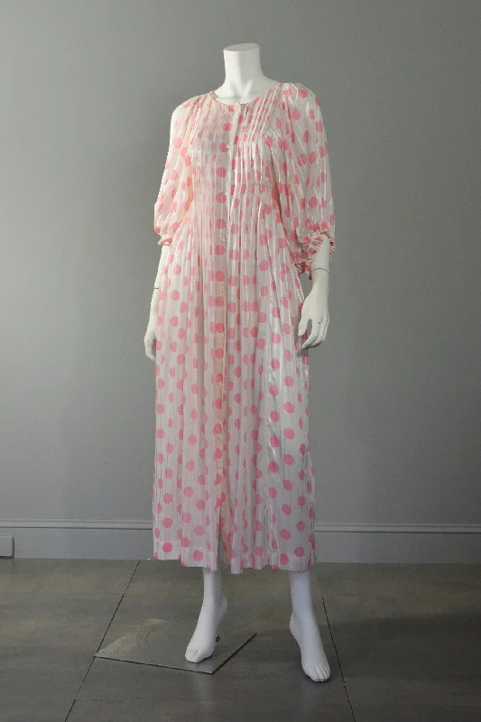 Christian Dior Pink Polka Dot Babydoll Dressing Gown Beaded Lace Wedding