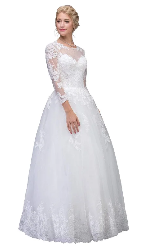 Eureka Fashion Bridal - Lace Long Sleeve Wedding Evening Gown Mermaid Lace Gown