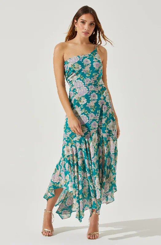 Emmylou Floral One Shoulder Midi Dress Forever 21 midi dresses