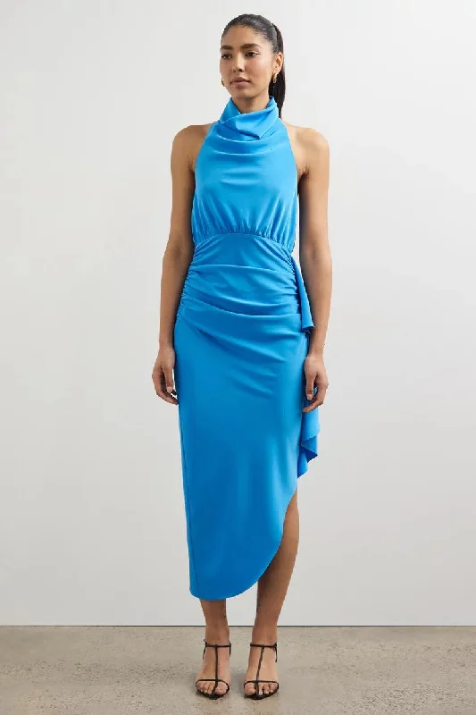 Misha Esilda Midi Dress - Topaz Blue Smocked midi dresses