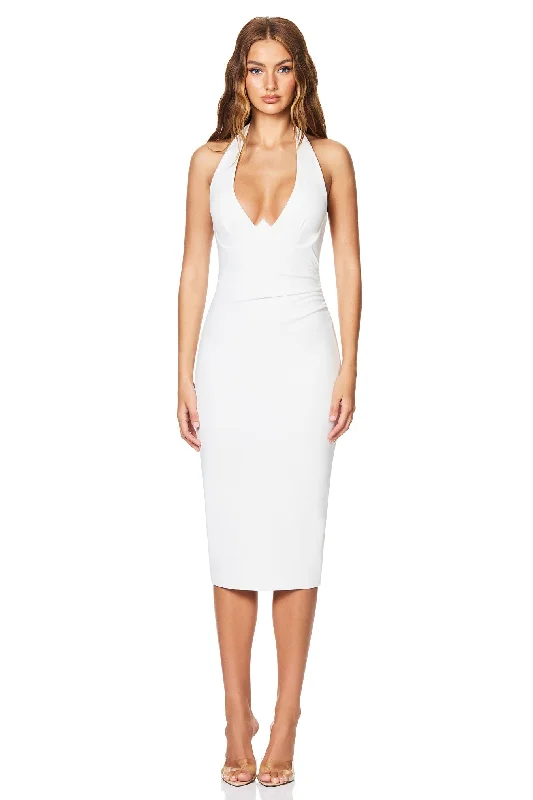 Nookie Cinema Midi Dress - Ivory Edgy midi dresses