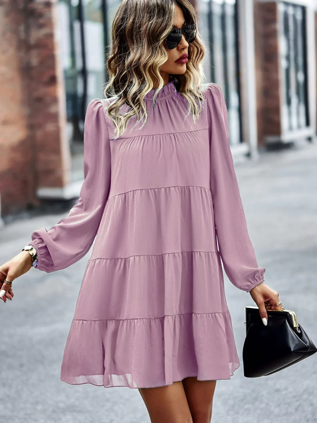 ROUND NECK LONG SLEEVE LOOSE CASUAL DRESS Cheap maxi dresses