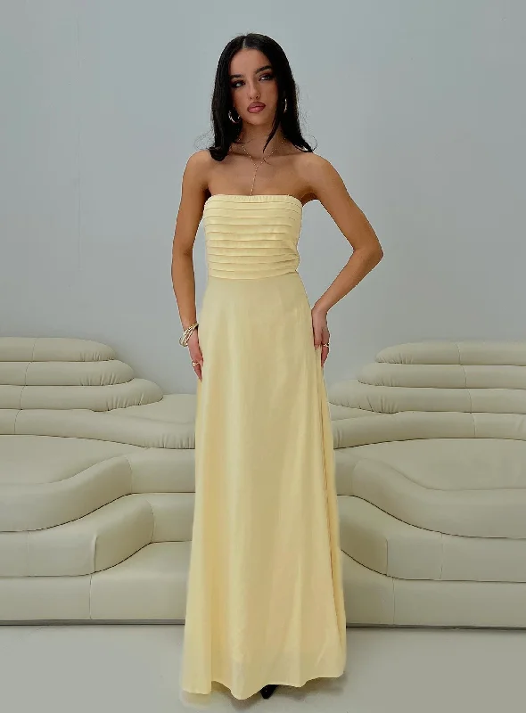 Anamaria Strapless Maxi Dress Lemon Leather maxi dresses