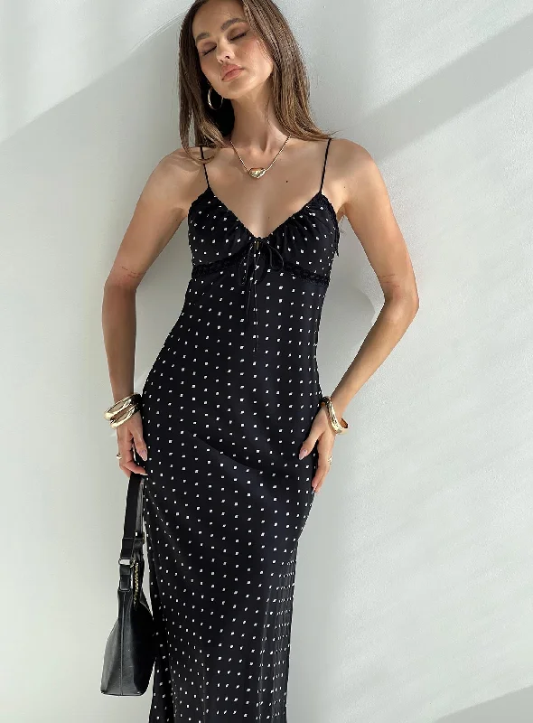 Emily Maxi Dress Black Polka Dot Street style maxi dresses