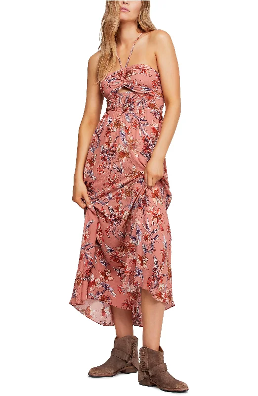 Free People Smocked Printed Maxi Dress Chiffon maxi dresses