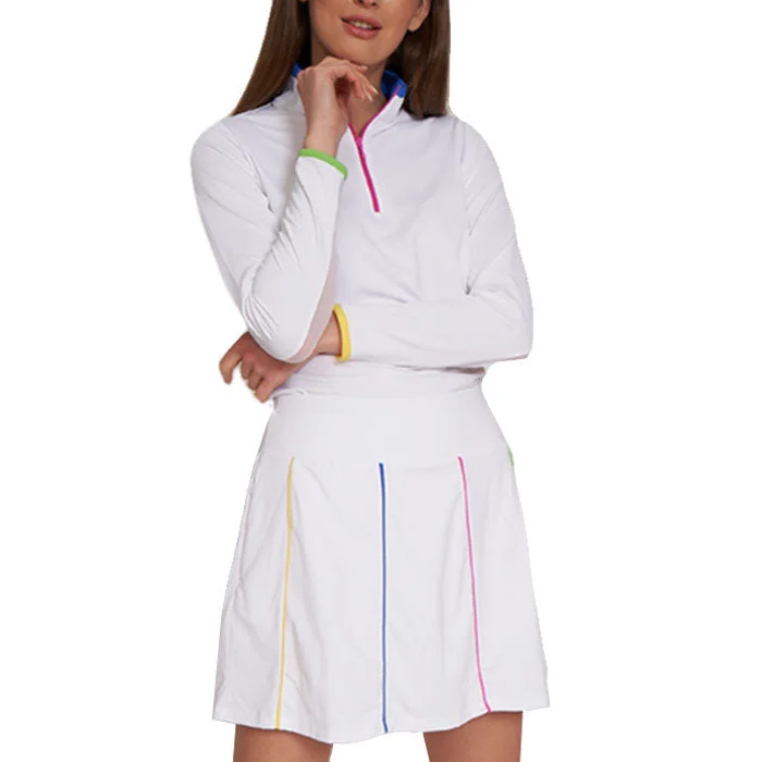 G Lifestyle Multi Color Piping Skort - White/Bright Multi-FINAL SALE Stylish unclassified skirts