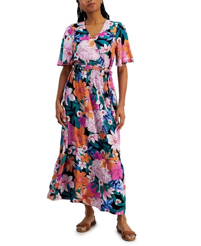 INC International Concepts Petite Printed Surplice Maxi Dress Spring maxi dresses