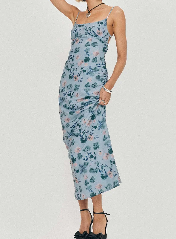 Ravia Maxi Dress Blue / Floral Ruffled maxi dresses