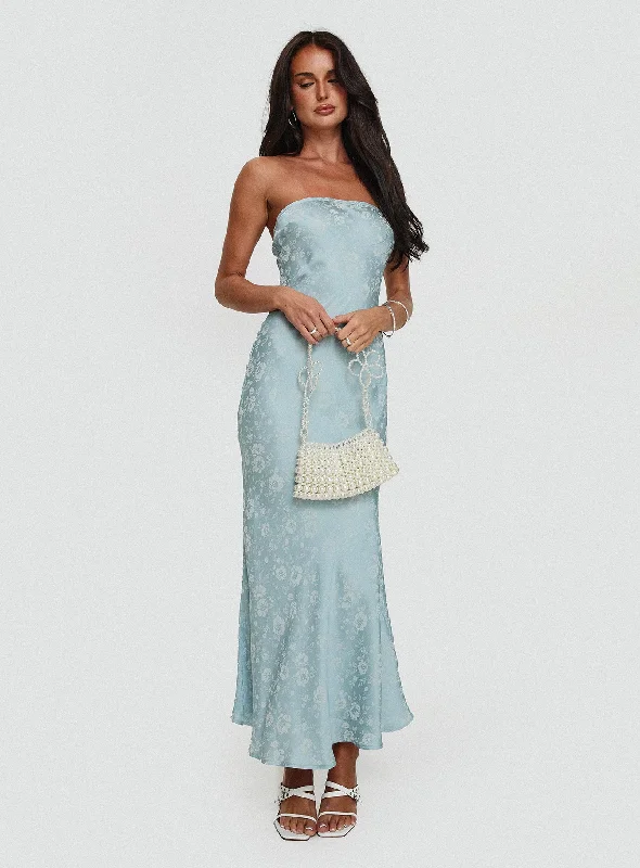 Salvin Strapless Maxi Dress Blue Fashion-forward maxi dresses