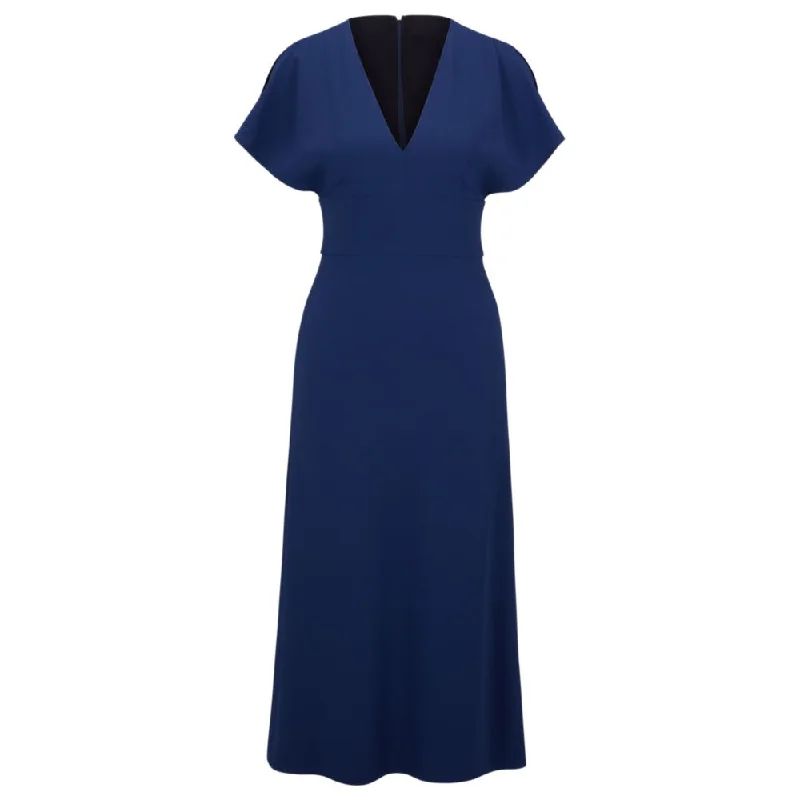 Slim-fit long-length dress with V neckline Versatile maxi dresses for all occasions