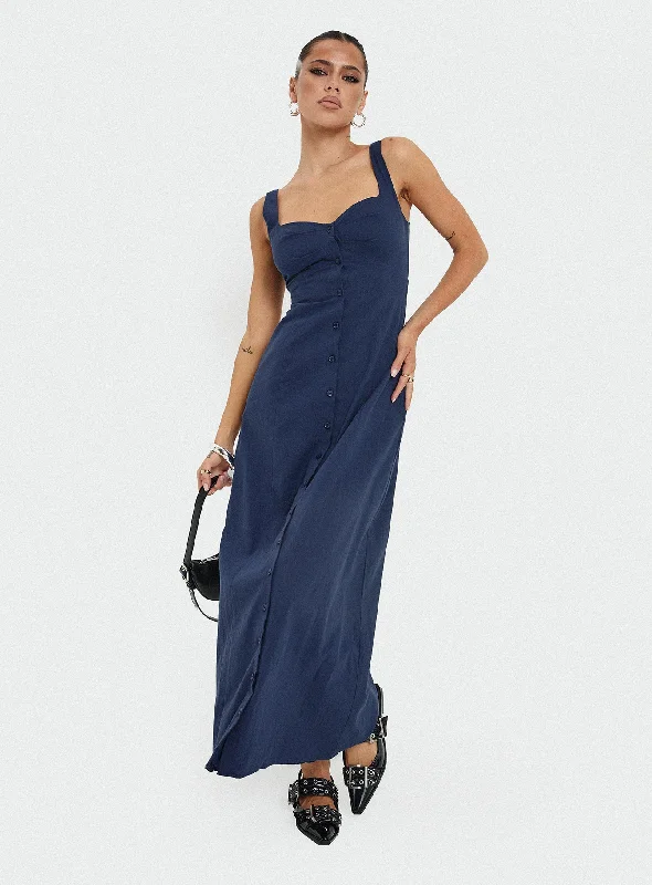 Vaugn Maxi Dress Navy Long sleeve maxi dresses