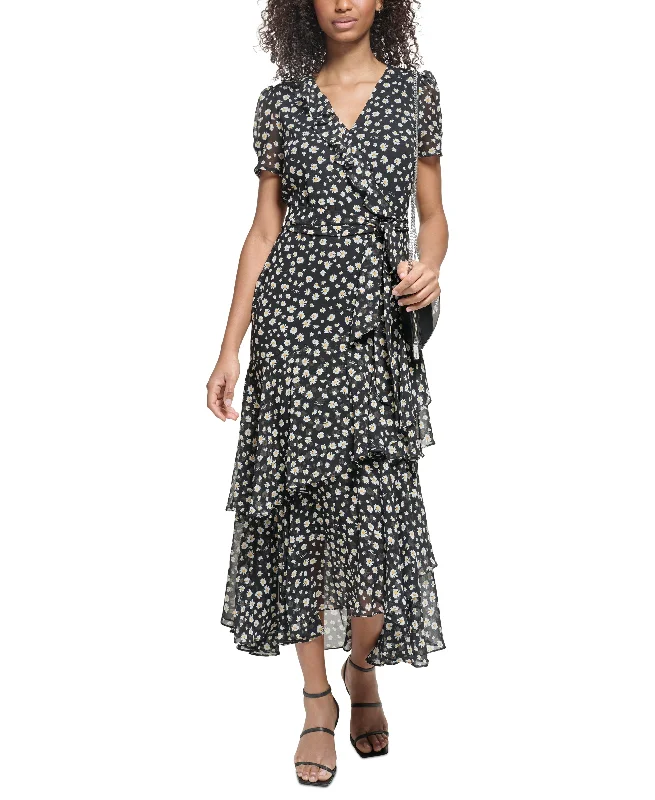 Women's Floral-Print Ruffled Maxi Dress Chic maxi dresses