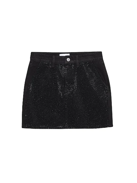 Le Mini Rhinestone Skirt - Noir Glitz Cozy Mini Skirt