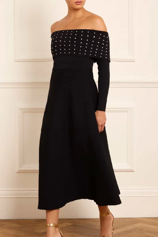 Embellished Bardot Knit Gown Hot new arrivals in party dresses