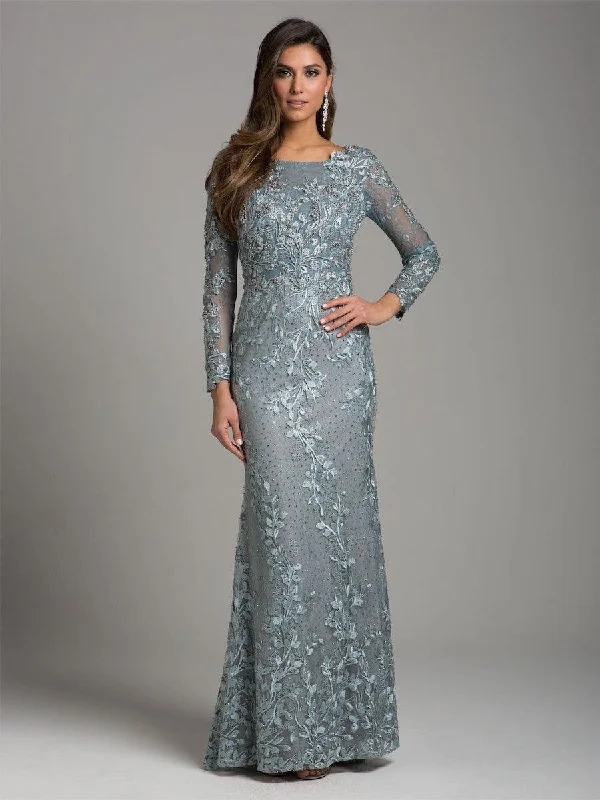 Lara Dresses 29924 Long Sleeve Embellished Evening Gown Best party dresses for curvy figures