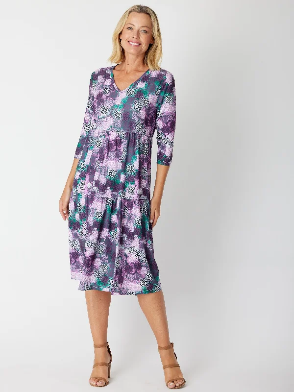 3/4 Tier Dress- Plum 30050 - S Street style unclassified dresses