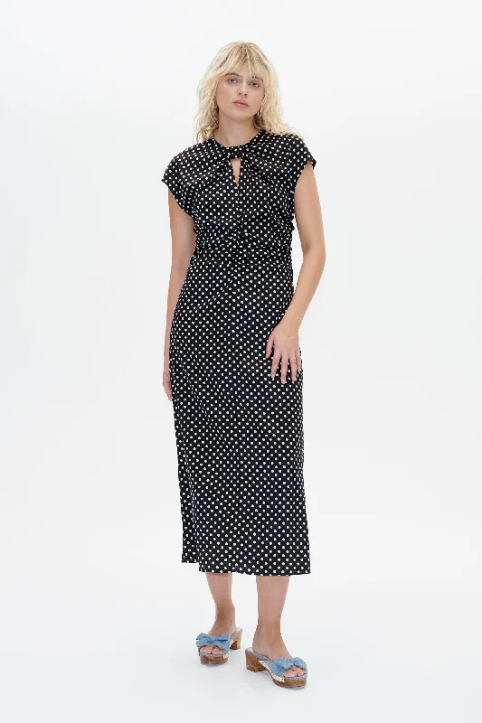 AKEYLA | Black Creme Dot Velvet unclassified dresses