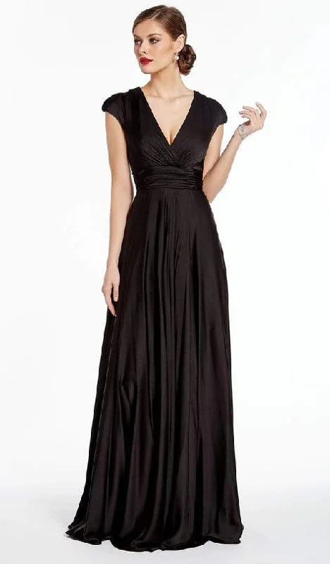 Alyce Paris - 27305 Satin Chiffon V Neck A-Line Dress - 1 pc Black in Sizes 8 Available Budget-friendly unclassified dresses