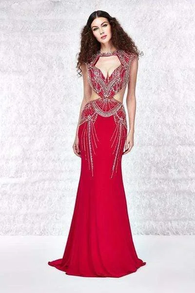 Angela & Alison - Jeweled Trumpet Dress 61171 - 1 pc Hot Red In Size 6 Available Unique unclassified dresses