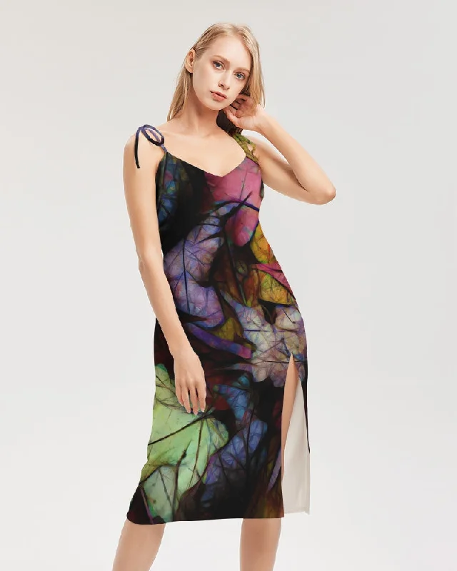 Fall Leaves Abstract Women's Tie Strap Split Dress Vintage unclassified dresses