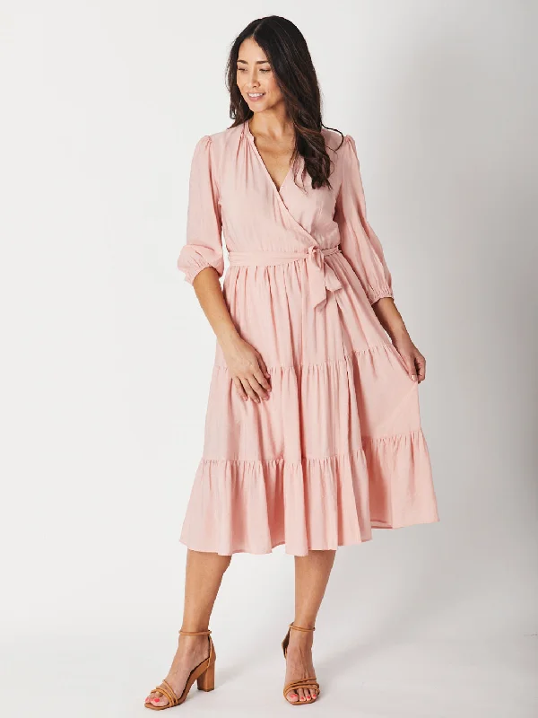 FAUX WRAP DRESS - Peach 29297-S Anniversary unclassified dresses