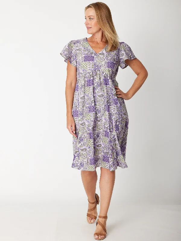 Cotton Flounce Dress- 31483 Lilac Boho unclassified dresses