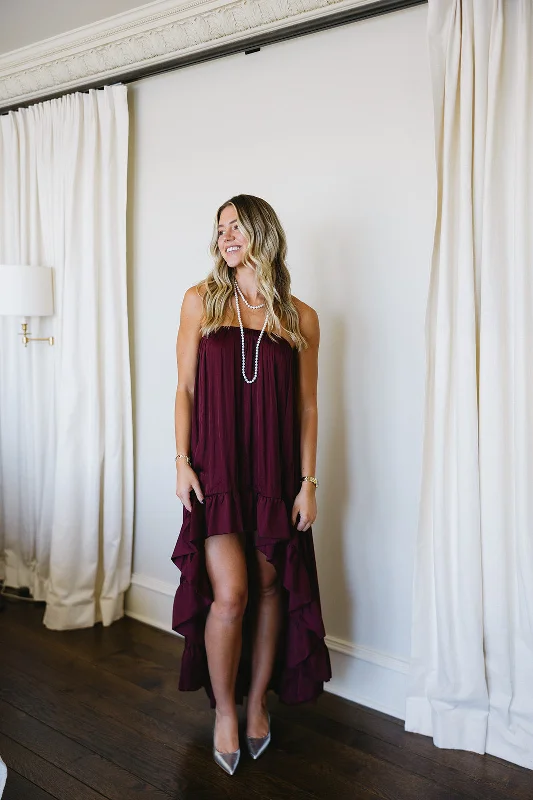 Here We Go High Low Dress - Burgundy Monochrome unclassified dresses