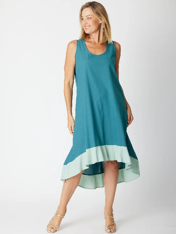 Ho Chi Minh Ruffle Dress -30615 Petrol Mint Lightweight unclassified dresses