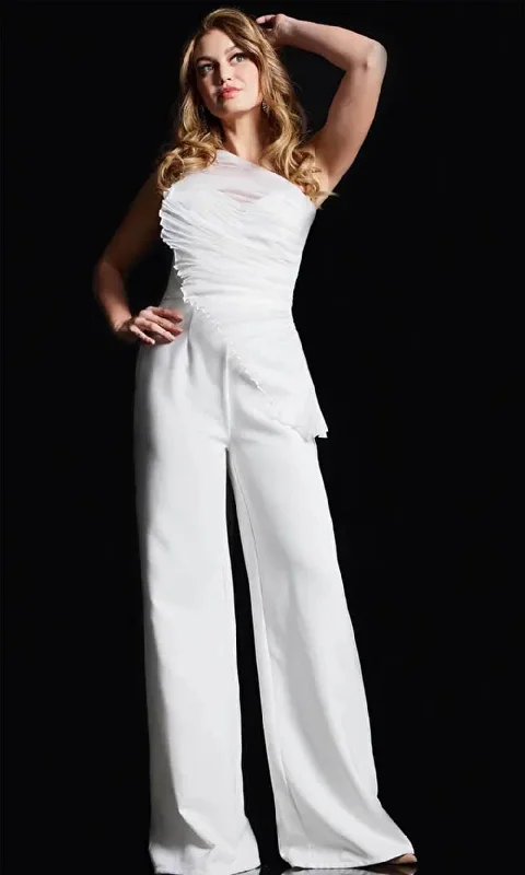 Jovani 26171 - Ruched Detailed One-Shoulder Jumpsuit Wedding guest unclassified dresses