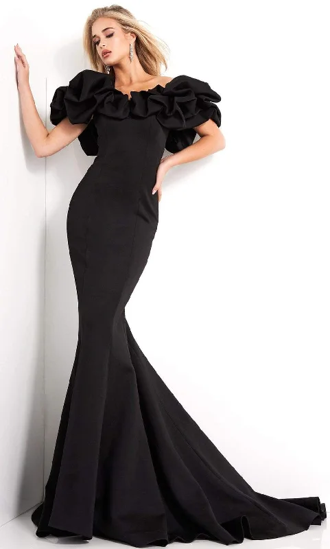 Jovani - Oversized Ruffle Off Shoulder Dress 04368SC - 1 pc Black In Size 8 Available Graduation unclassified dresses