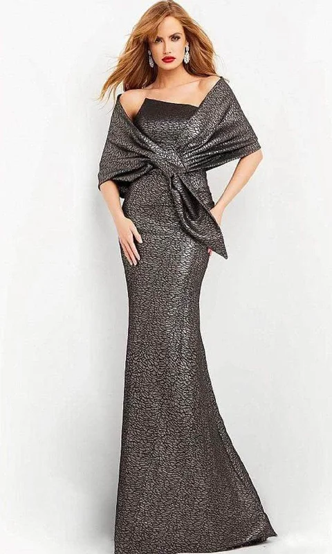 Jovani - Strapless Metallic Trumpet Evening Gown 06867SC - 1 pc Oyster In Size 14 Available Embroidered unclassified dresses