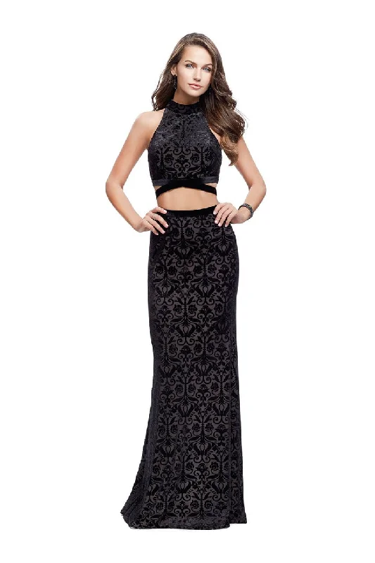 La Femme 25589 Two-Piece High Neck Velvet Brocade Gown - 1 pc Black in size 4 Available Chic unclassified dresses