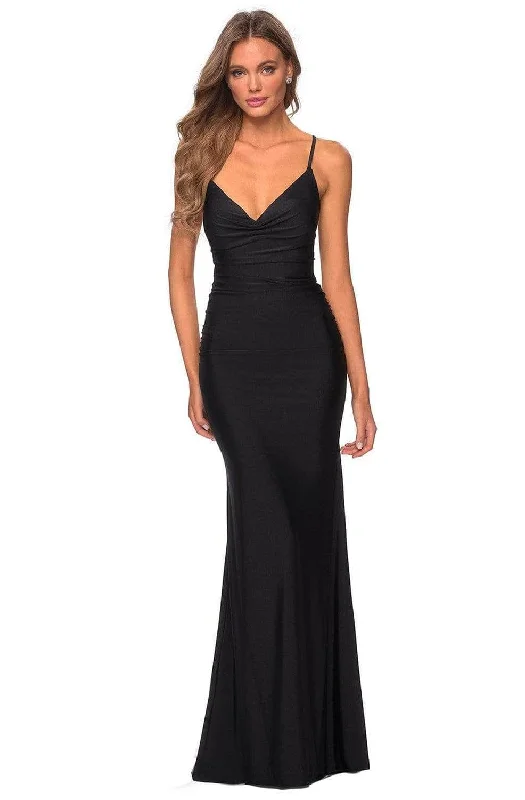 La Femme 28984SC - Strappy Back Evening Dress Velvet unclassified dresses